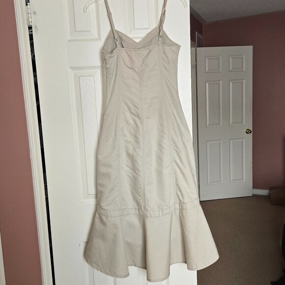 Mexx Linen ‑ Cotton Strappy Fitted Dress with Ruffled Hem - Fits Size 2 - 4 - Picture 3 of 8